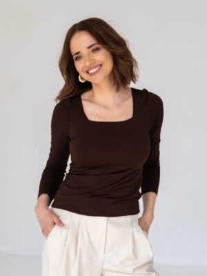 Dopasowany longsleeve ZUZA BROWN