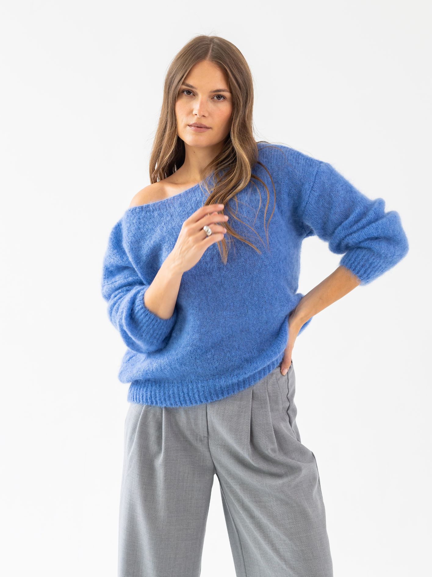 Moherowy sweter MIST BLUE